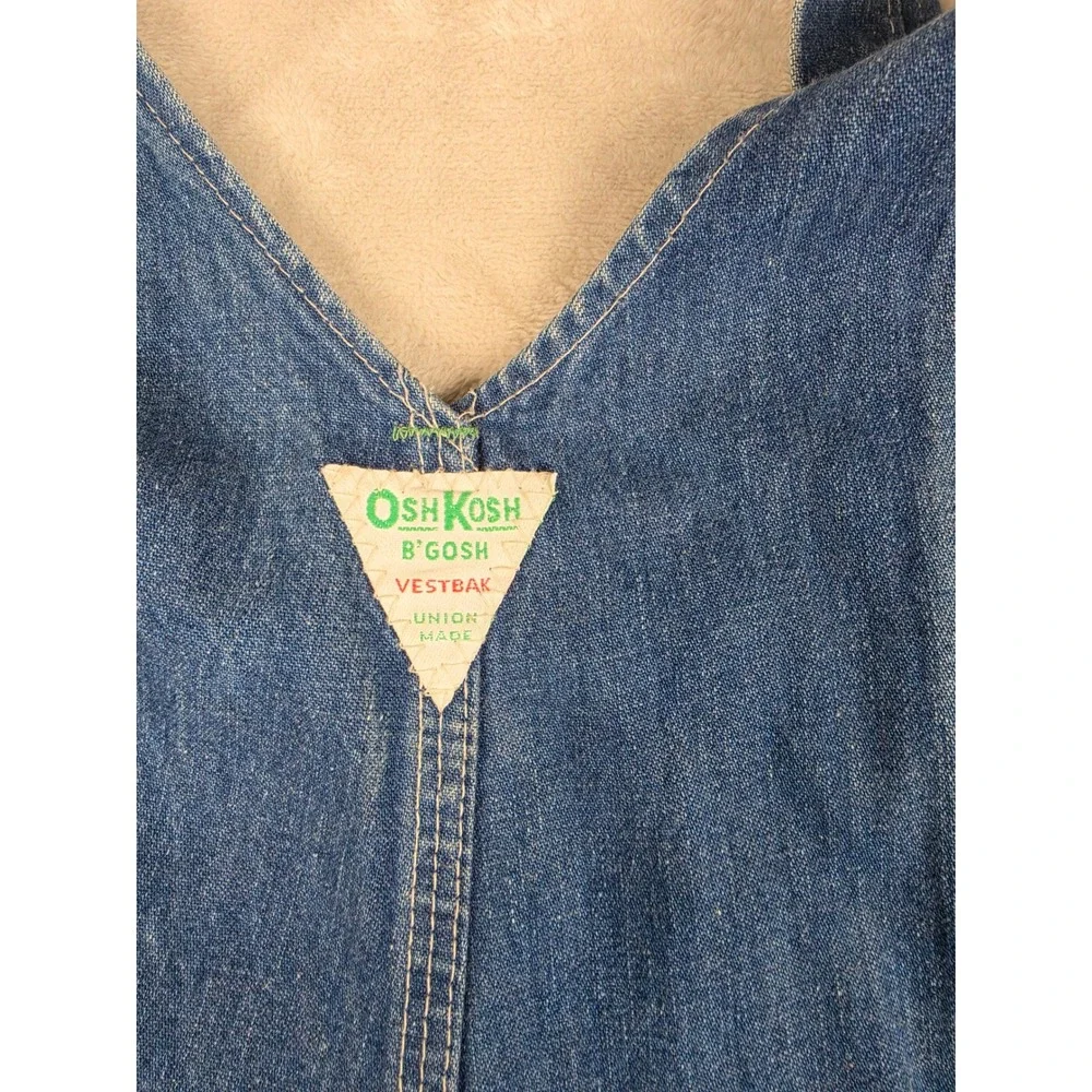 Vintage OshKosh B'gosh Bib Overalls Men 34x28 Blue Vestbak Denim USA Union Made